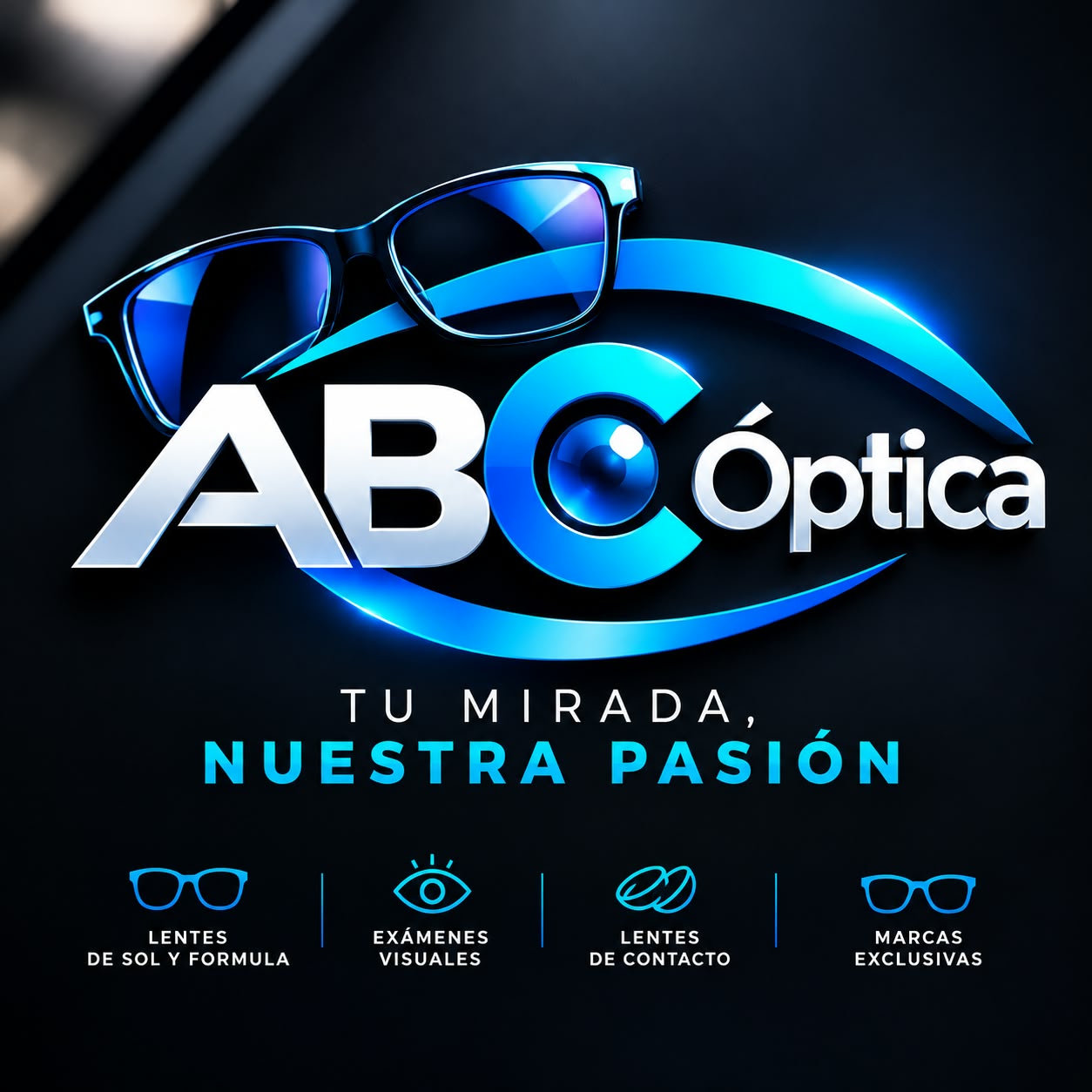 Logo de ABC Óptica: Tu mirada, nuestra pasión
